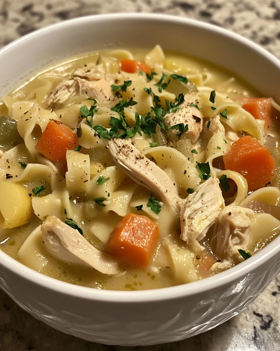 Pot lid rattling while creamy chicken noodle soup cooks in pressure cooker
