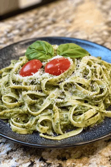 Creamy Spinach-Pesto Pasta taken with iphone 15 pro max --iw 2 --ar 4:5 --v 6.1 --raw