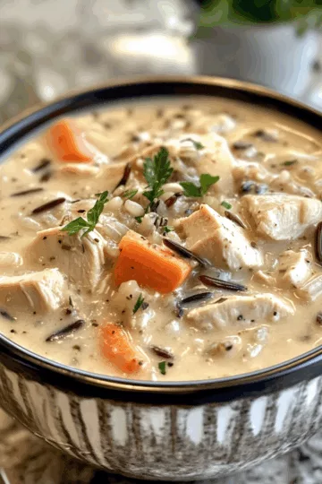 Creamy Turkey Wild Rice Soup taken with iphone 15 pro max --iw 2 --ar 4:5 --v 6.1 --raw