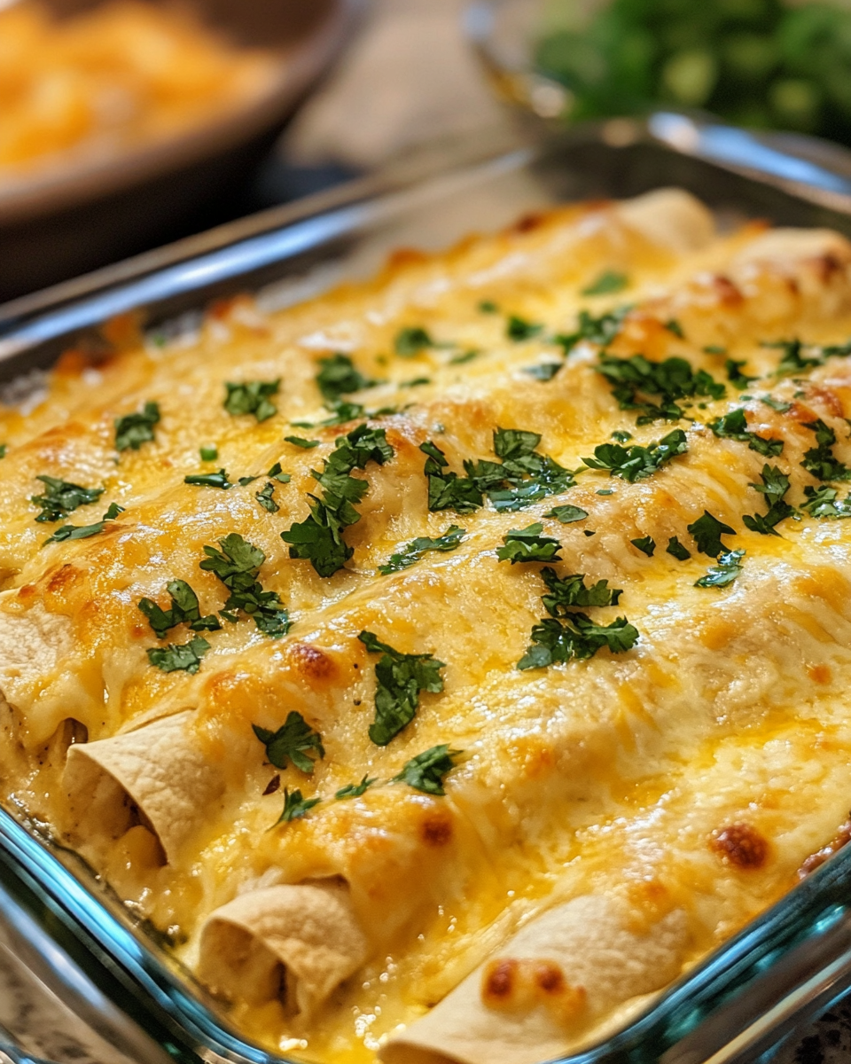 Ingredients for creamy white chicken enchiladas laid out on kitchen counter