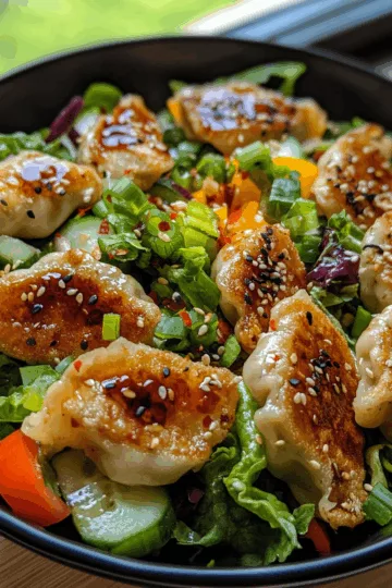 Crispy Dumpling Salad (Vegan) with Spicy Soy Dressing taken with iphone 15 pro max --iw 2 --ar 4:5 --v 6.1 --raw