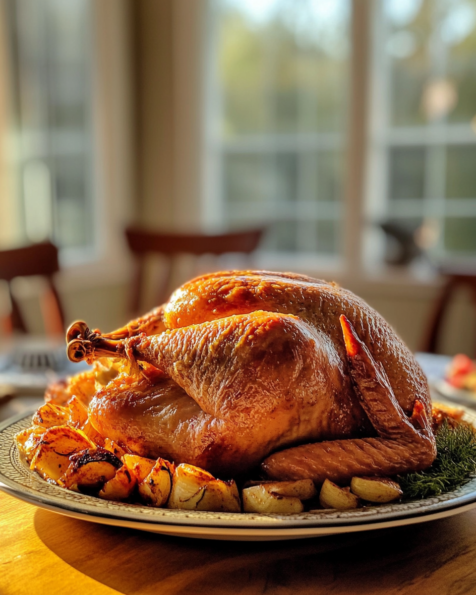 Seasoned turkey ready to be deep-fried in peanut oil