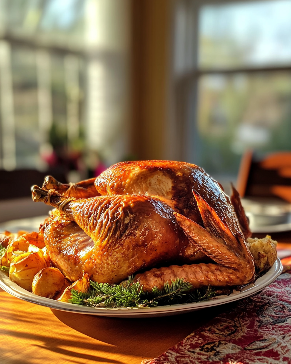 Slices of freshly deep-fried turkey with crispy skin and juicy interior