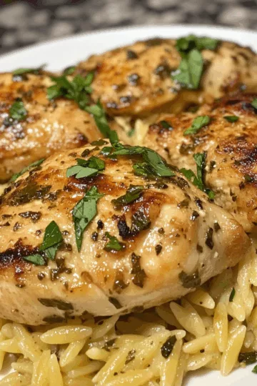 Easy Mediterranean Chicken and Orzo taken with iphone 15 pro max --iw 2 --ar 4:5 --v 6.1 --raw