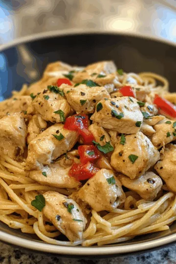 Easy Slow Cooker Boursin Chicken and Pasta taken with iphone 15 pro max --iw 2 --ar 4:5 --v 6.1 --raw