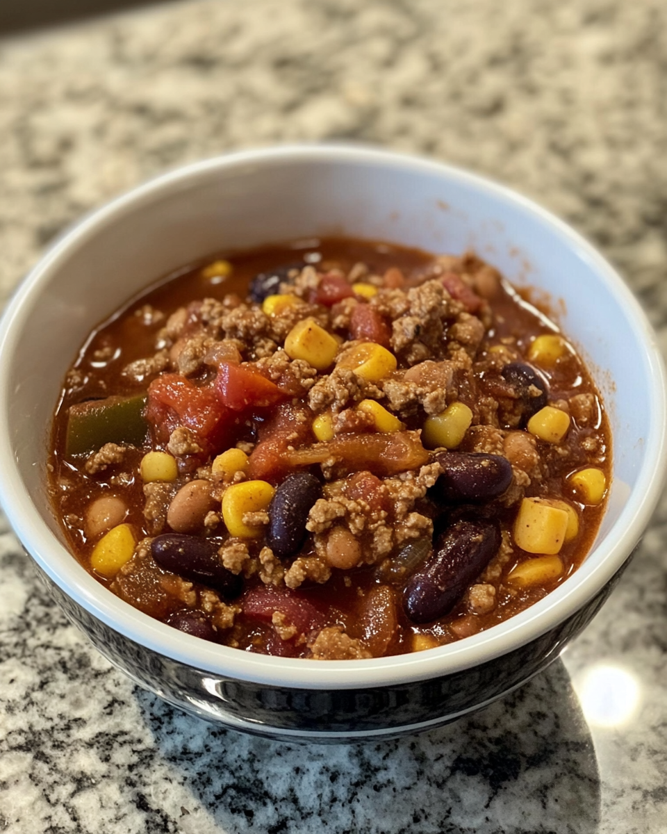 Pressure cooker simmering eggplant and bean chili with aromatic steam