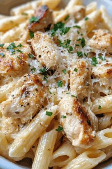 Garlic Parmesan Chicken Pasta taken with iphone 15 pro max --iw 2 --ar 4:5 --v 6.1 --raw