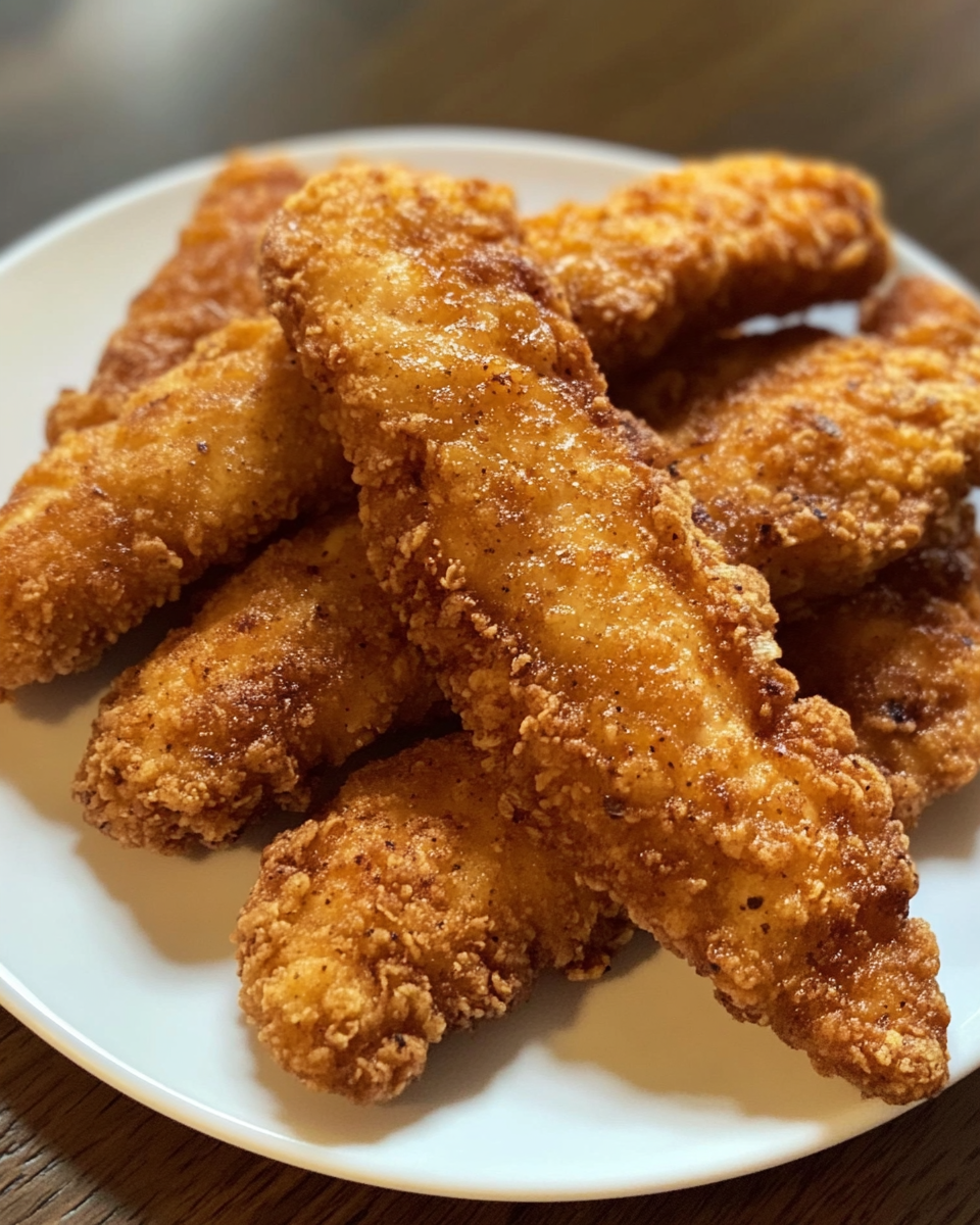 Golden gluten free chicken tenders ready to serve