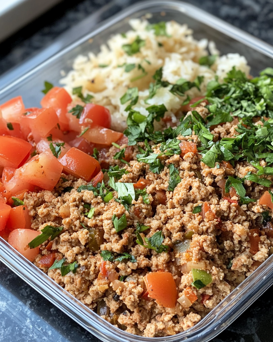 Mixing ingredients for Greek turkey meatballs in a bowl
