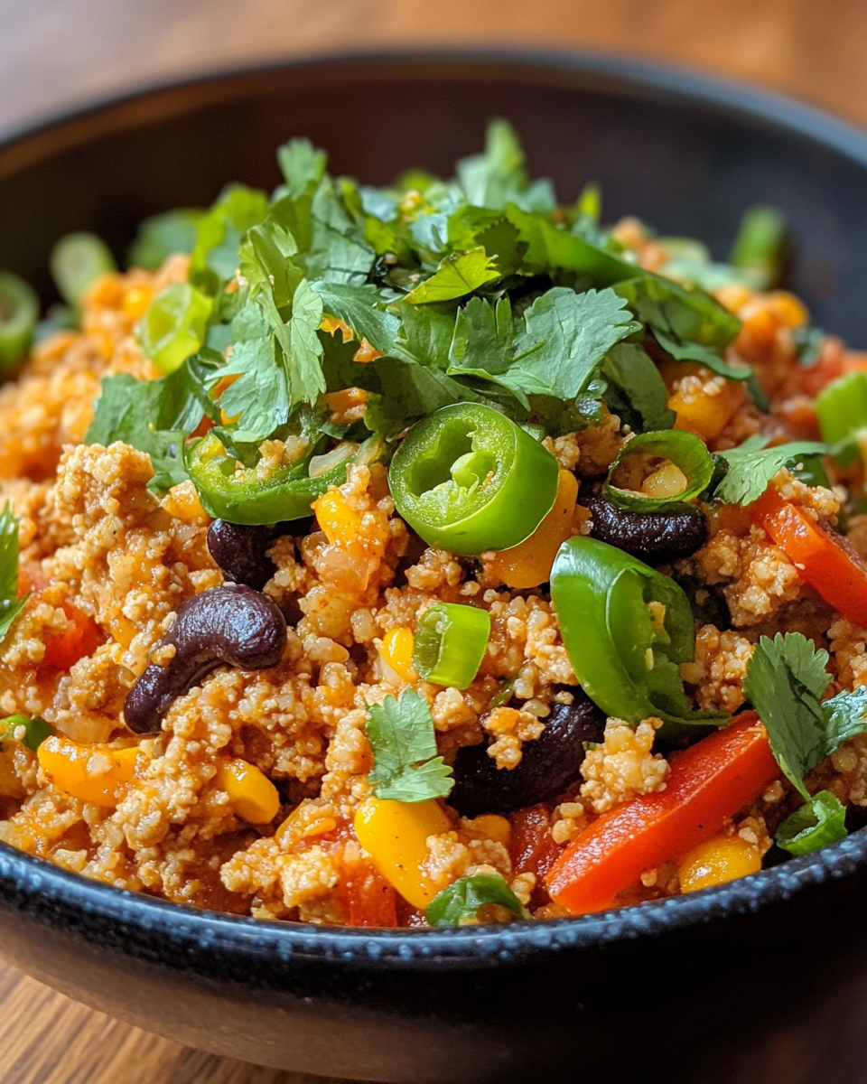 Ingredients laid out for ground turkey enchilada stir-fry with couscous
