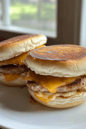 High Protein Maple Chicken Sausage Breakfast Sandwiches taken with iphone 15 pro max --iw 2 --ar 4:5 --v 6.1 --raw