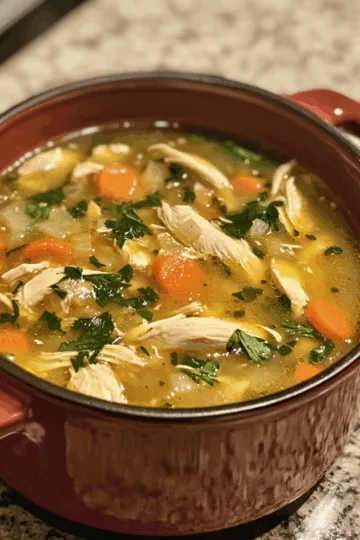 Homemade Nourishing Chicken Soup from Scratch! taken with iphone 15 pro max --iw 2 --ar 4:5 --v 6.1 --raw