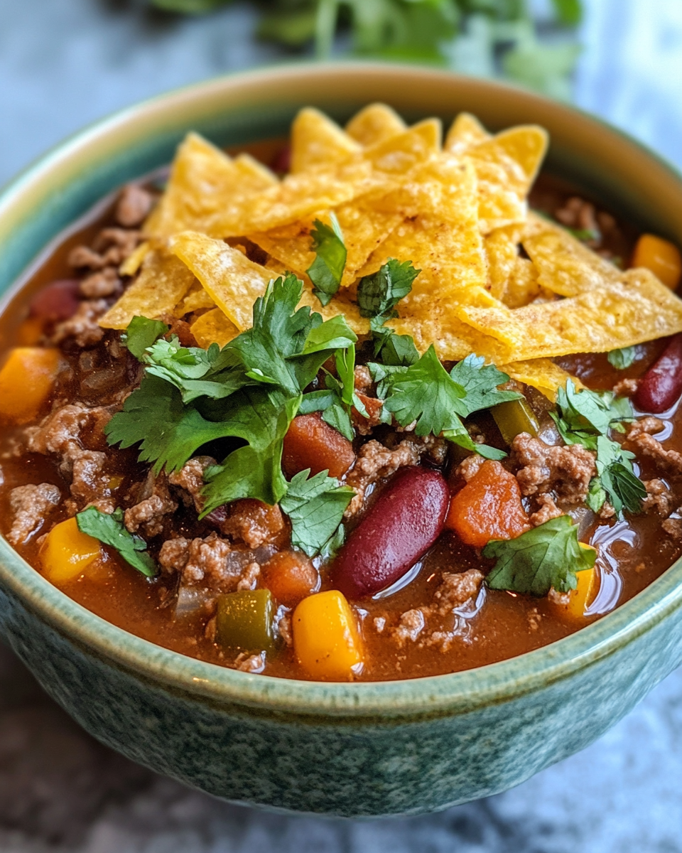 Instant Pot chili ingredients including beef, beans, tomatoes and spices