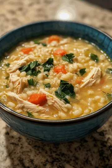Leftover Chicken Soup Risotto taken with iphone 15 pro max --iw 2 --ar 4:5 --v 6.1 --raw