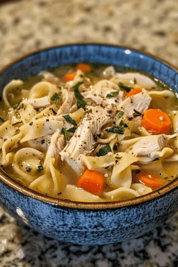 Leftover Turkey Noodle Soup taken with iphone 15 pro max --iw 2 --ar 4:5 --v 6.1 --raw