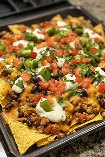 Loaded Nachos with Ground Turkey, Beans and Cheese taken with iphone 15 pro max --iw 2 --ar 4:5 --v 6.1 --raw
