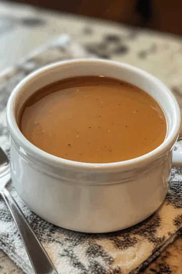 Make Ahead Turkey Gravy with Calvados (Apple Brandy) taken with iphone 15 pro max --iw 2 --ar 4:5 --v 6.1 --raw