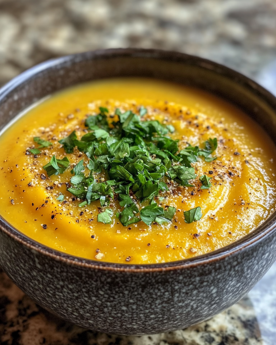 Pressure cooker with butternut squash and apple soup simmering inside
