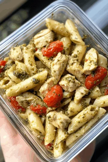 Meal Prep Pesto Chicken Pasta Recipe by Tasty taken with iphone 15 pro max --iw 2 --ar 4:5 --v 6.1 --raw