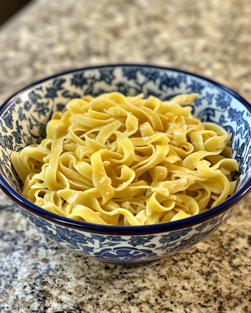 Dough rolled and kneaded for homemade egg noodles preparation