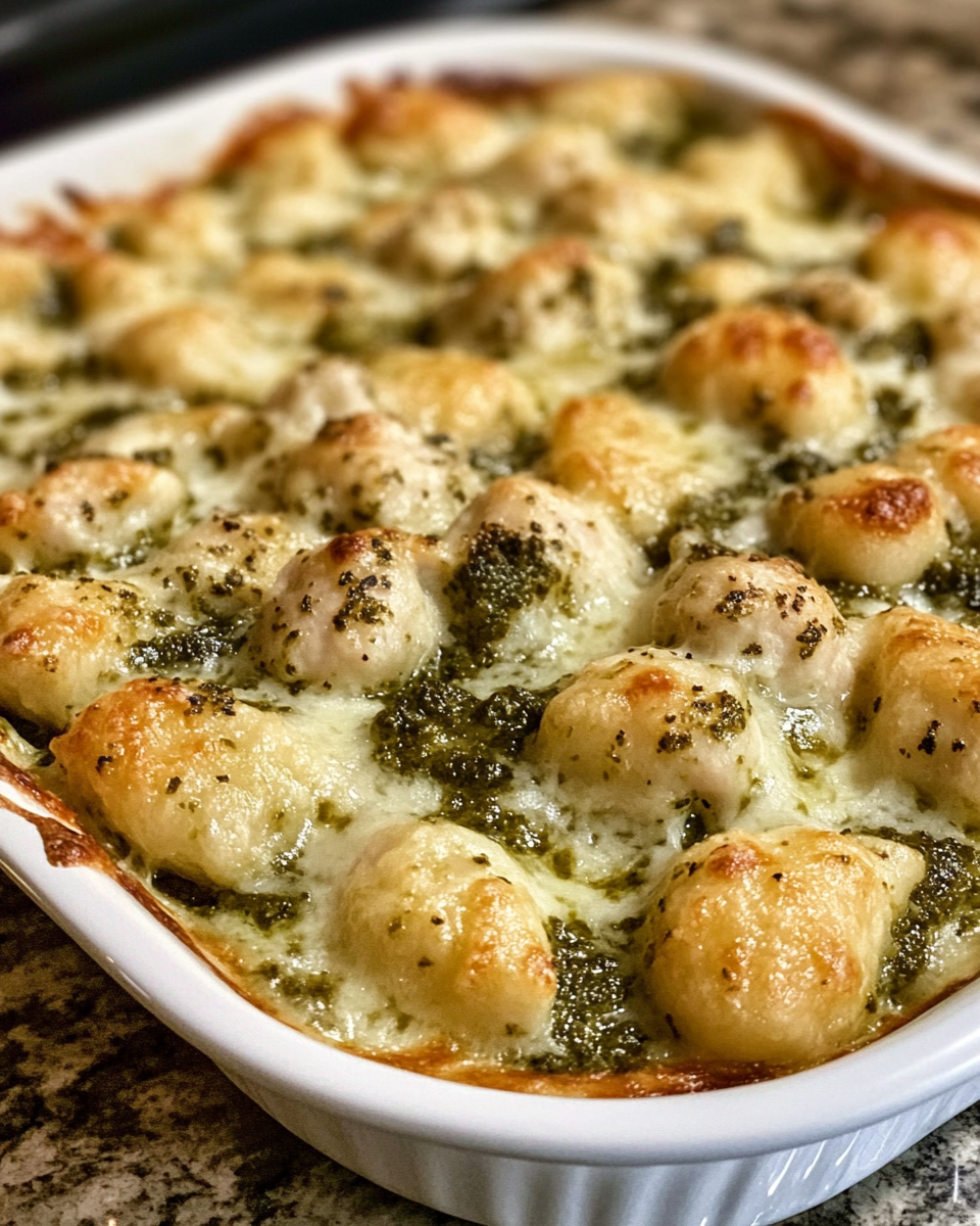 Sautéed onions and garlic in skillet creating flavorful base for pesto chicken gnocchi