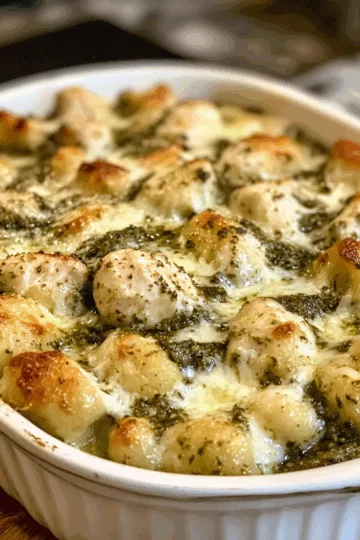 One Pan Baked Pesto Chicken Gnocchi taken with iphone 15 pro max --iw 2 --ar 4:5 --v 6.1 --raw
