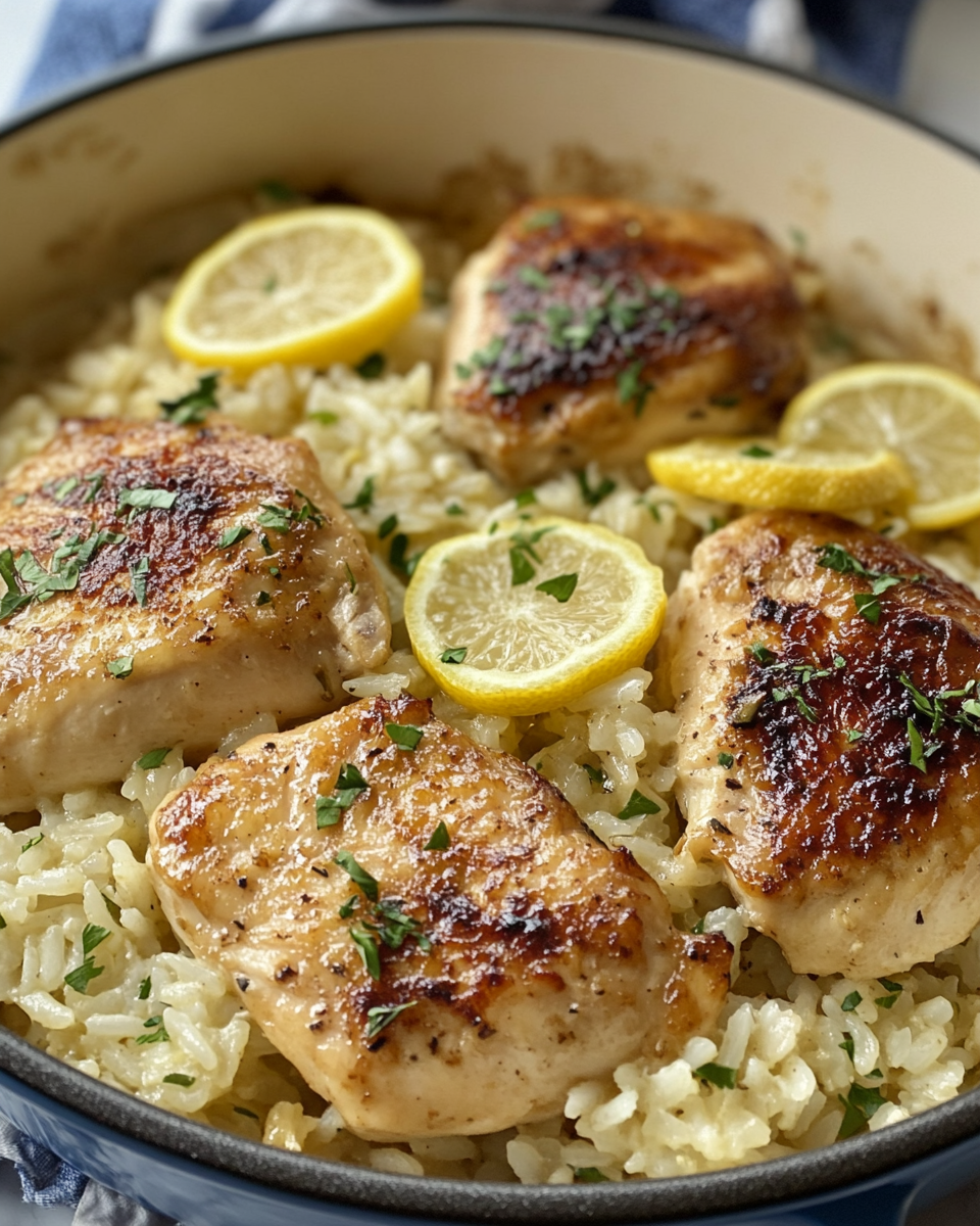 Ingredients for one-pot chicken and rice arranged in bowls