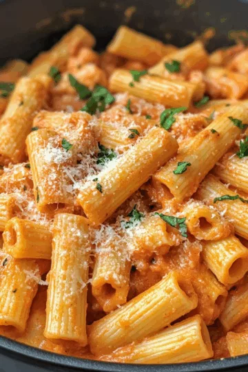 One Pot Creamy Tomato Pasta taken with iphone 15 pro max --iw 2 --ar 4:5 --v 6.1 --raw