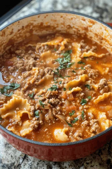 One Pot Lasagna Soup taken with iphone 15 pro max --iw 2 --ar 4:5 --v 6.1 --raw