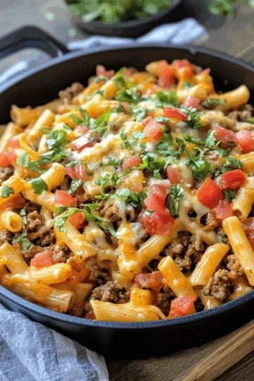 One-Pot Taco Pasta taken with iphone 15 pro max --iw 2 --ar 4:5 --v 6.1 --raw