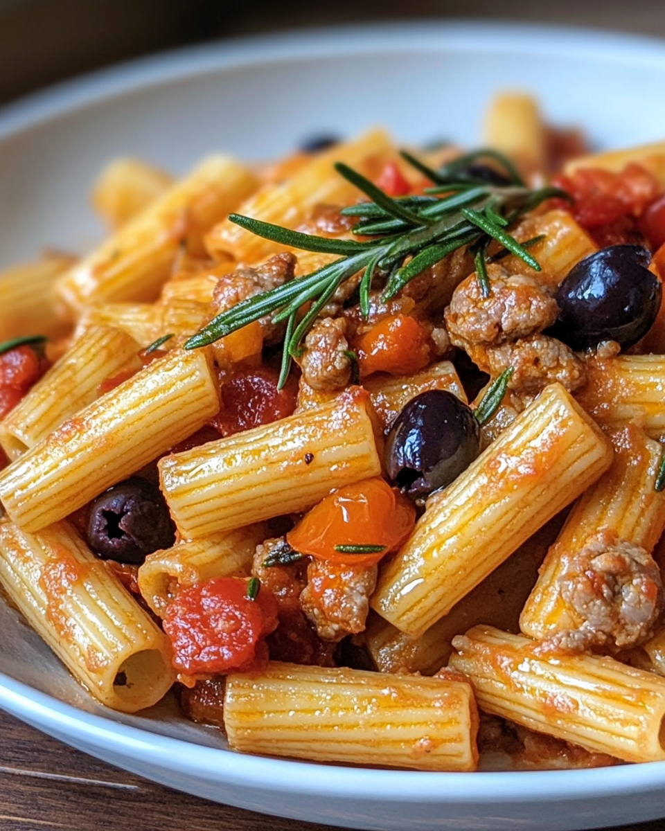 Close up of spicy pasta served on white plate with grated Parmesan