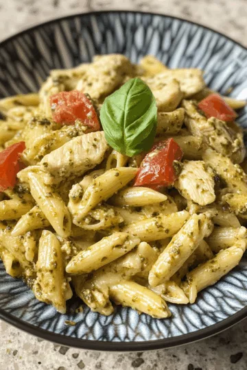 Pesto Chicken Pasta taken with iphone 15 pro max --iw 2 --ar 4:5 --v 6.1 --raw