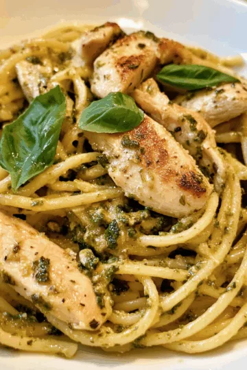 Pesto Pasta with Chicken taken with iphone 15 pro max --iw 2 --ar 4:5 --v 6.1 --raw