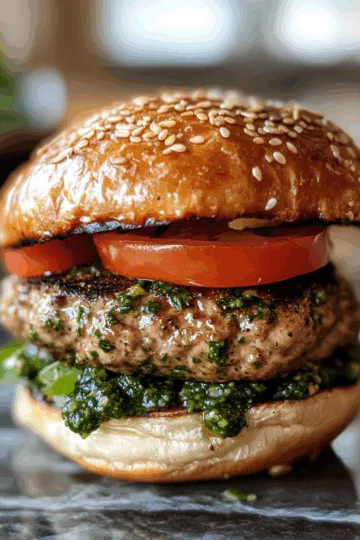 Pesto Turkey Burgers taken with iphone 15 pro max --iw 2 --ar 4:5 --v 6.1 --raw