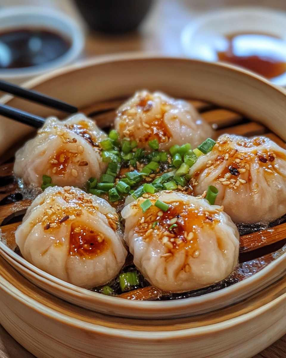 Cooking steps showing pan searing and air frying crispy rice paper dumplings