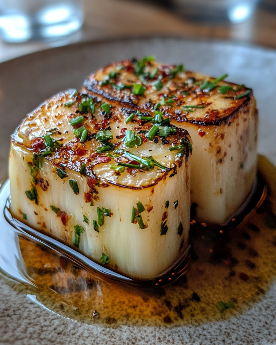 Ingredients of roasted celeriac soup including garlic and olive oil