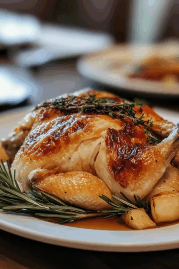 Roast Chicken with Maple Butter and Rosemary taken with iphone 15 pro max --iw 2 --ar 4:5 --v 6.1 --raw