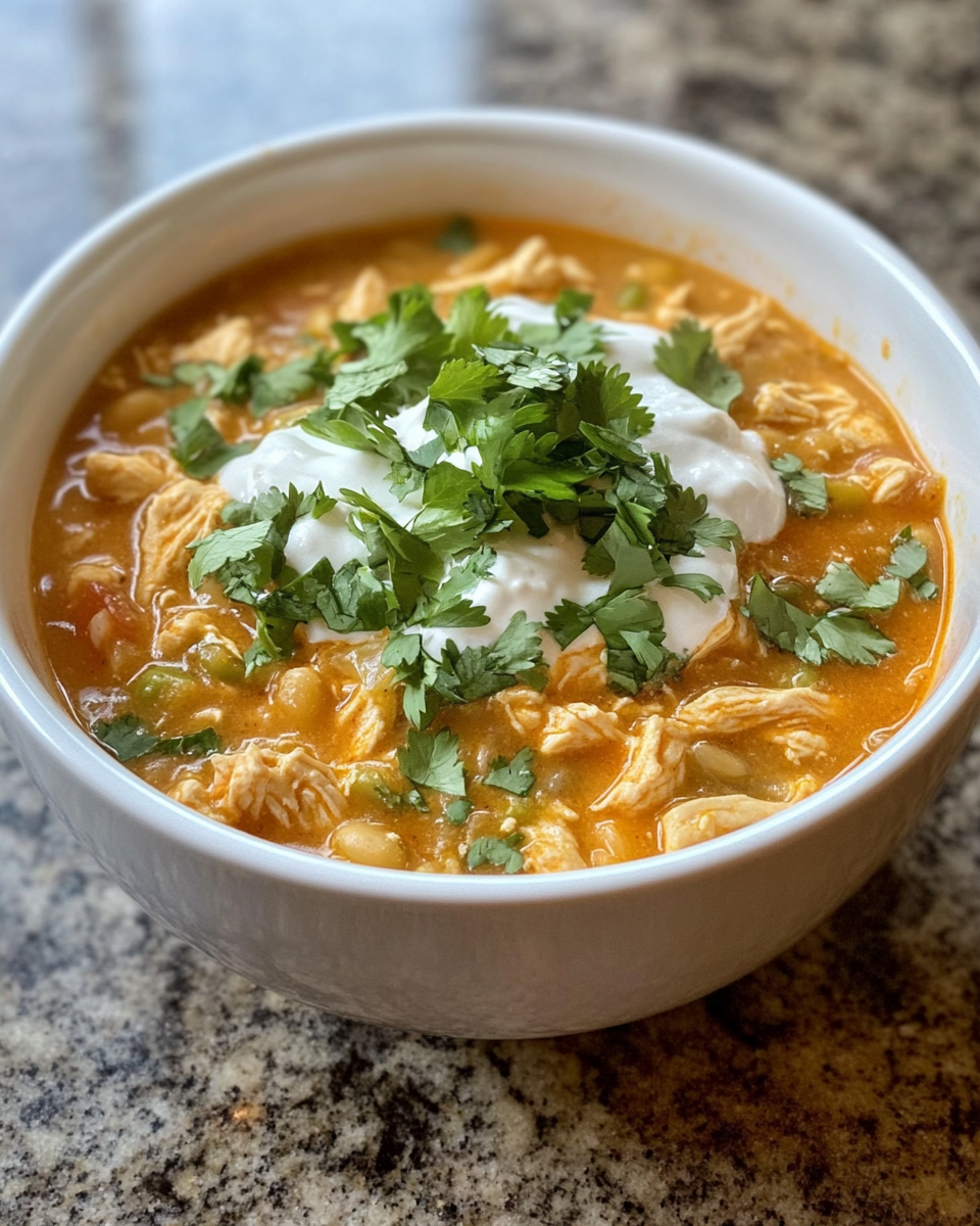 Ingredients for buffalo white chicken chili including dairy, spices, and proteins