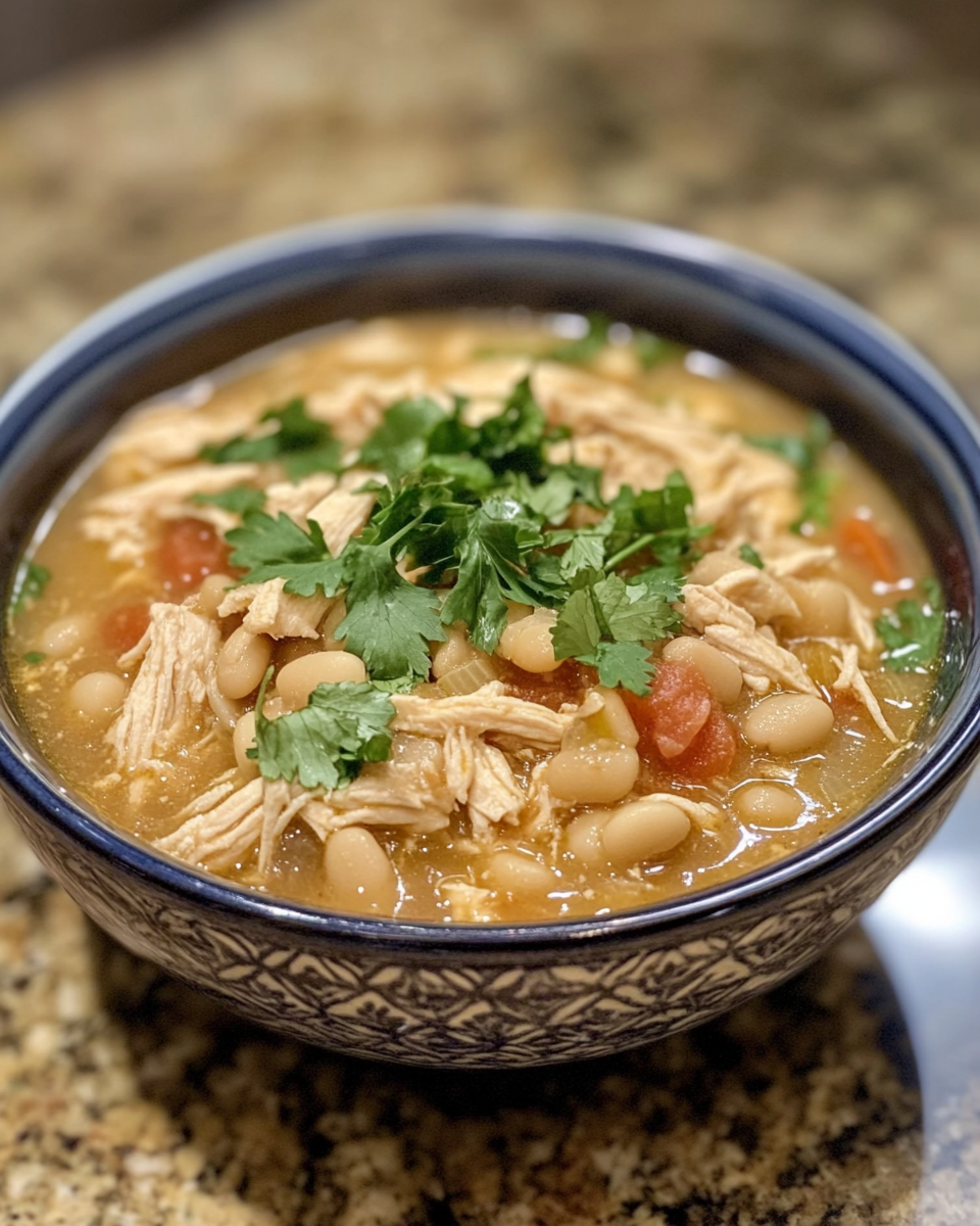 Ingredients including chicken, beans, corn, and chiles ready for slow cooker