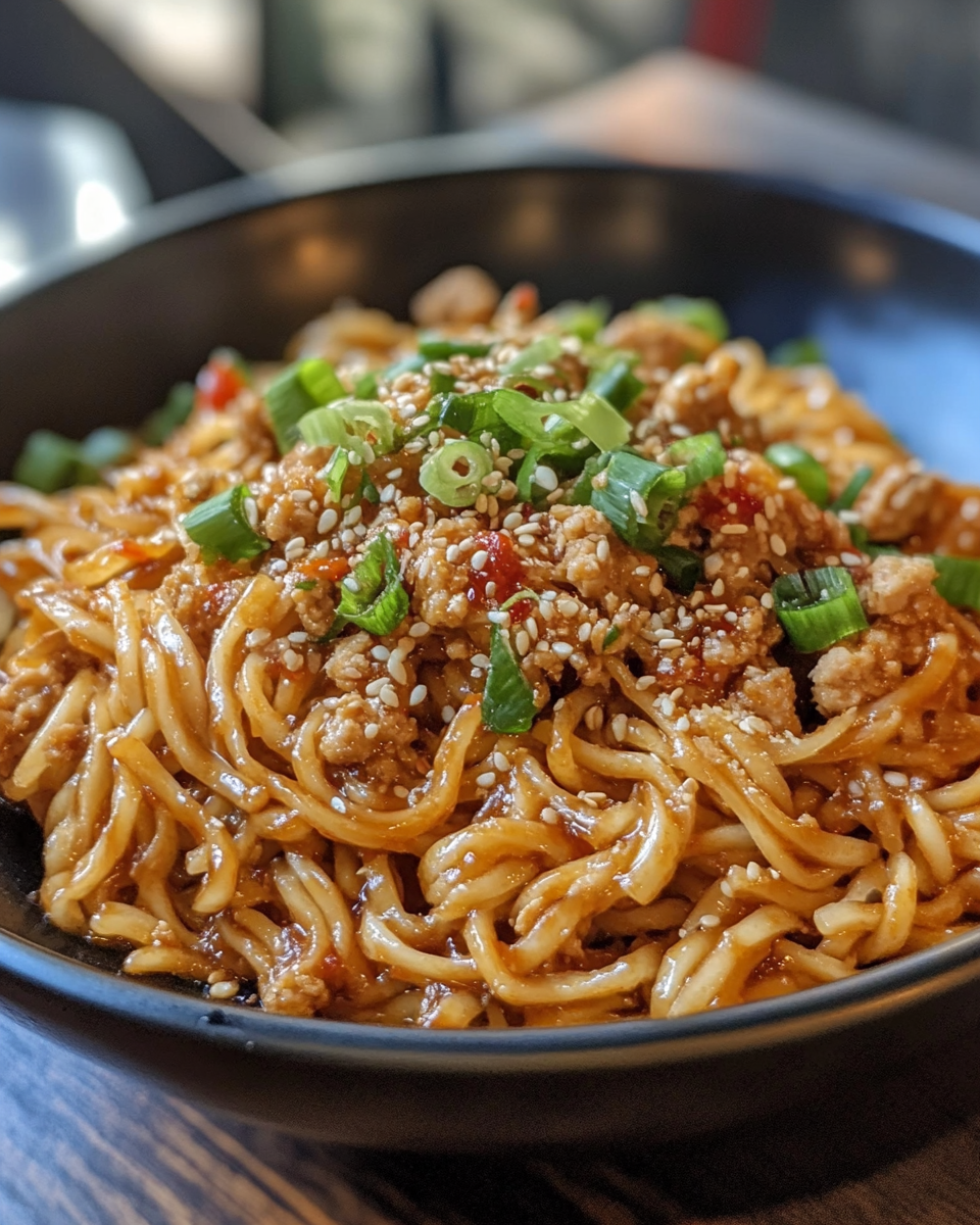 Ingredients and sauce preparation for spicy peanut gochujang noodles