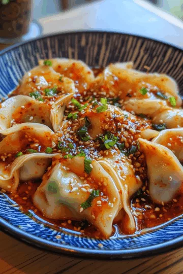 Spicy Wontons in Chilli Sauce taken with iphone 15 pro max --iw 2 --ar 4:5 --v 6.1 --raw
