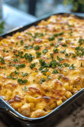 Street Corn Chicken Casserole taken with iphone 15 pro max --iw 2 --ar 4:5 --v 6.1 --raw