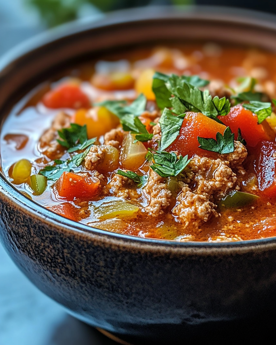 Sautéed onions and colorful bell peppers softening in olive oil