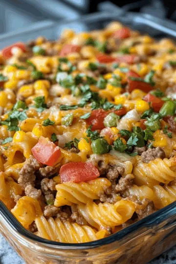 Taco Noodle Casserole taken with iphone 15 pro max --iw 2 --ar 4:5 --v 6.1 --raw