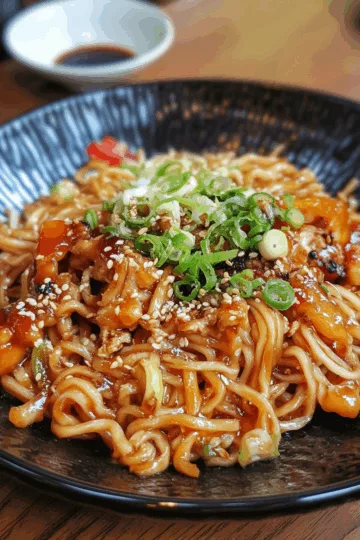 Teriyaki Noodles taken with iphone 15 pro max --iw 2 --ar 4:5 --v 6.1 --raw