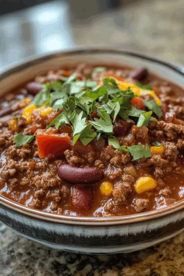 The Best Chili Recipe {Easy Recipe} taken with iphone 15 pro max --iw 2 --ar 4:5 --v 6.1 --raw