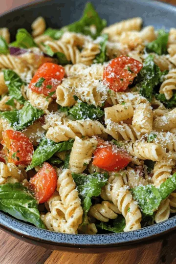 The Best Vegan Caesar Pasta Salad! taken with iphone 15 pro max --iw 2 --ar 4:5 --v 6.1 --raw