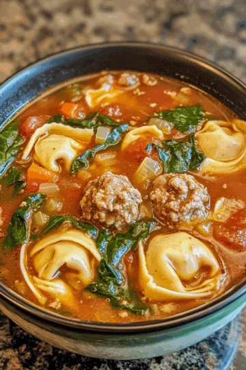 Turkey Meatball Tortellini Soup with Spinach taken with iphone 15 pro max --iw 2 --ar 4:5 --v 6.1 --raw