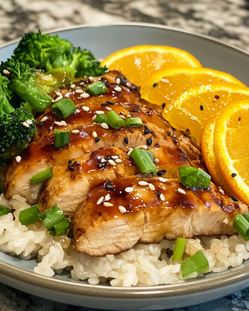 Juicy turkey medallions prepared with orange teriyaki sauce in pressure cooker