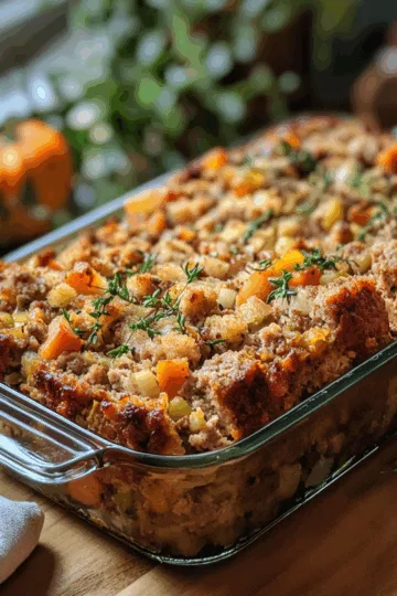 Turkey Stuffing Meatloaf taken with iphone 15 pro max --iw 2 --ar 4:5 --v 6.1 --raw